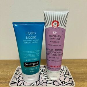 KP Bump Eraser Body Scrub & Hydro Boost exfoliating cleanser duo. NEW